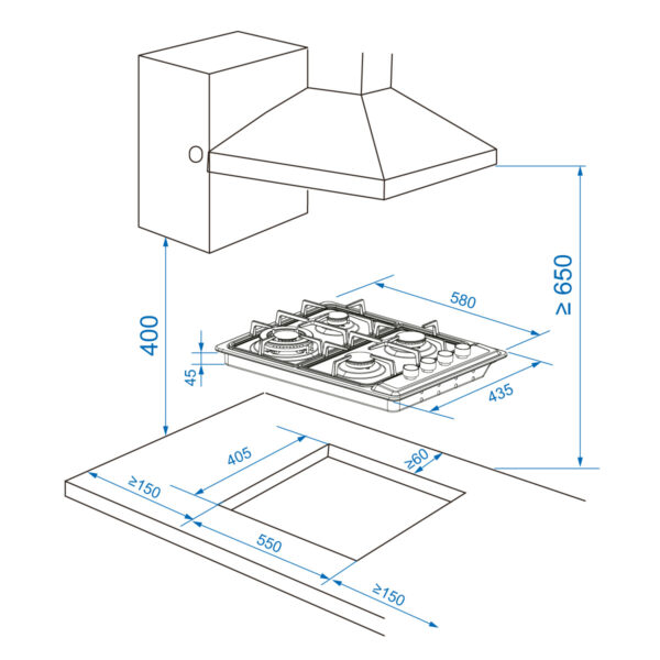 Encimera a Gas Gröner Inox 4QL - Imagen 5