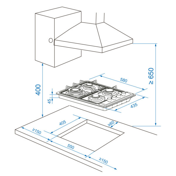 Encimera a Gas Gröner Inox 4QL - Imagen 5