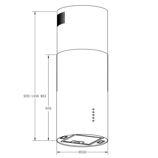 Campana Isla Gröner Tubular Black T35 - Imagen 5