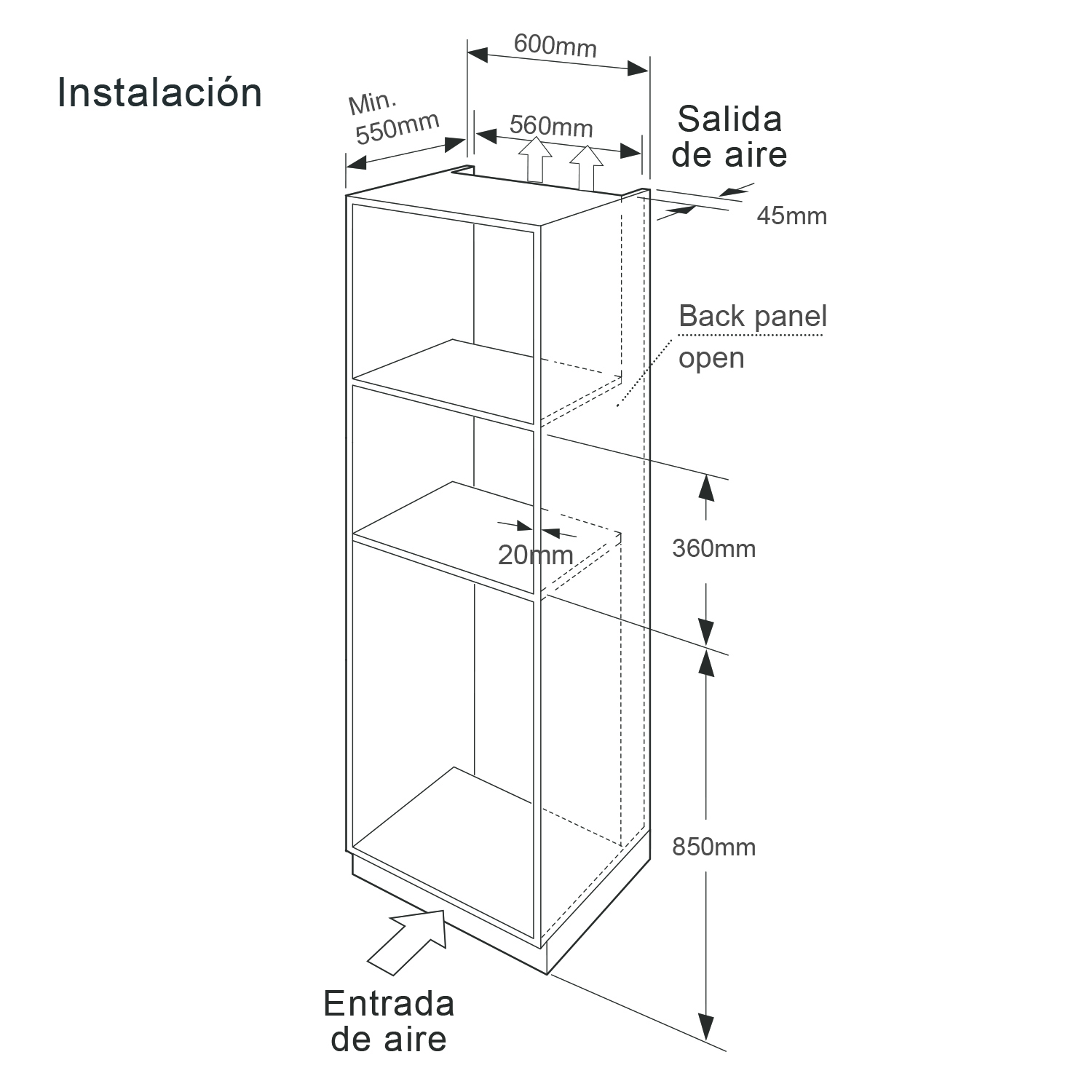 Horno Microondas Empotrable Gröner Black Glass Grill 25L 7 Horno Microondas Empotrable Gröner Black Glass Grill 25L - Imagen 7
